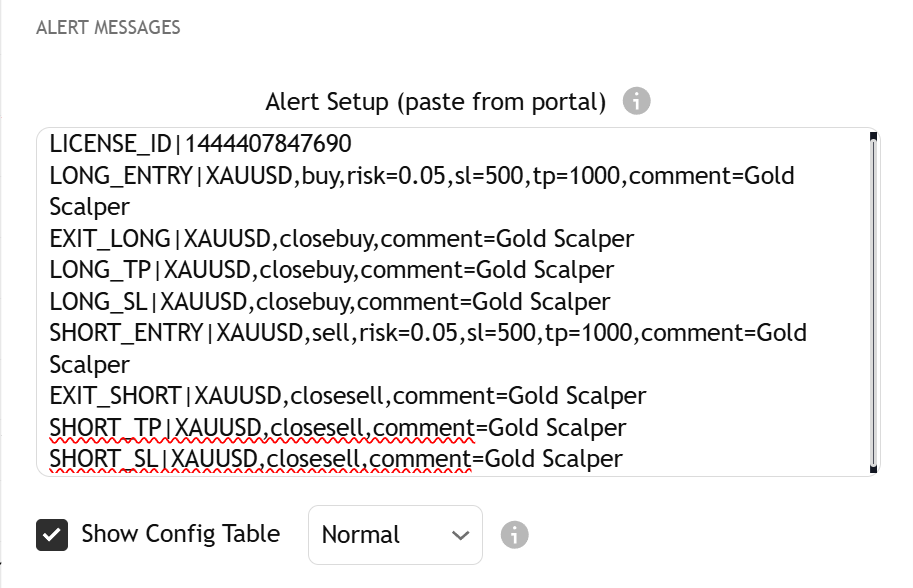 Signal Preset field in Strategy Builder settings