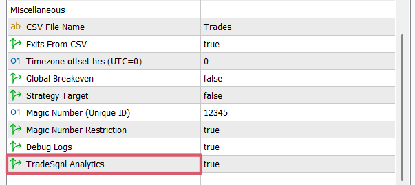 Analytics setting in EA configuration