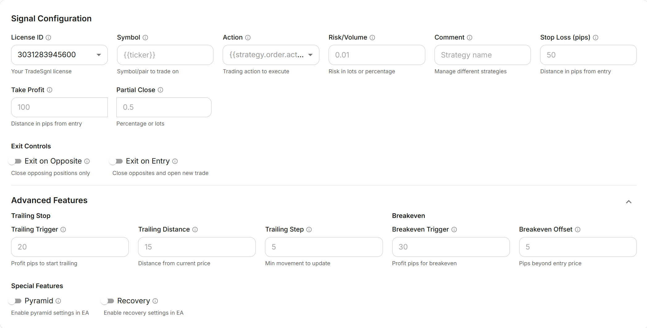 TradeSgnl Syntax Generator Interface